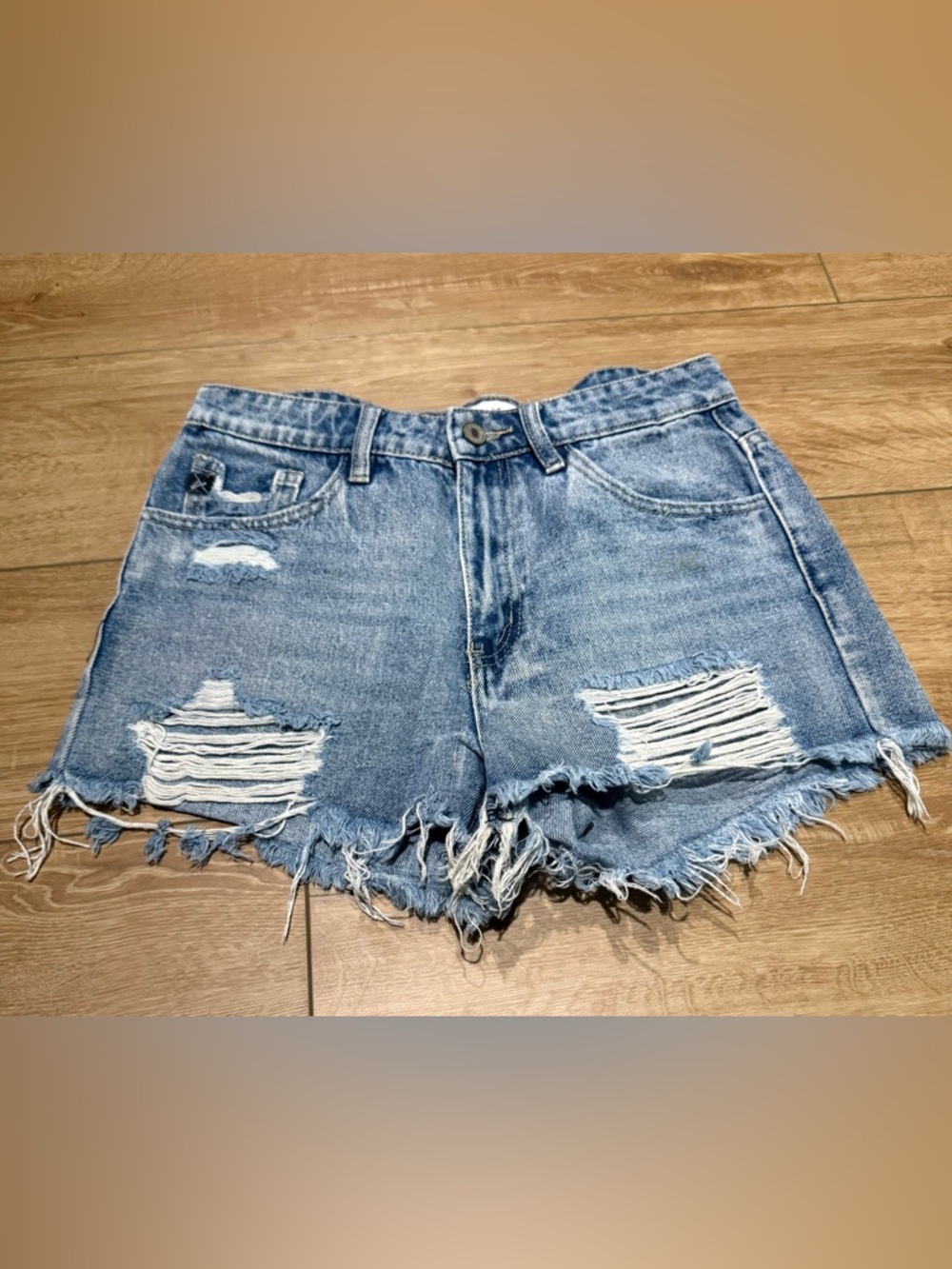 KanCan Light Blue Distressed Denim Shorts